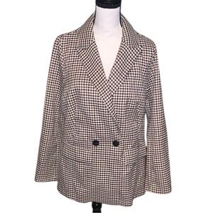 Salanta Houndstooth Double-Breasted Blazer Office Formal
